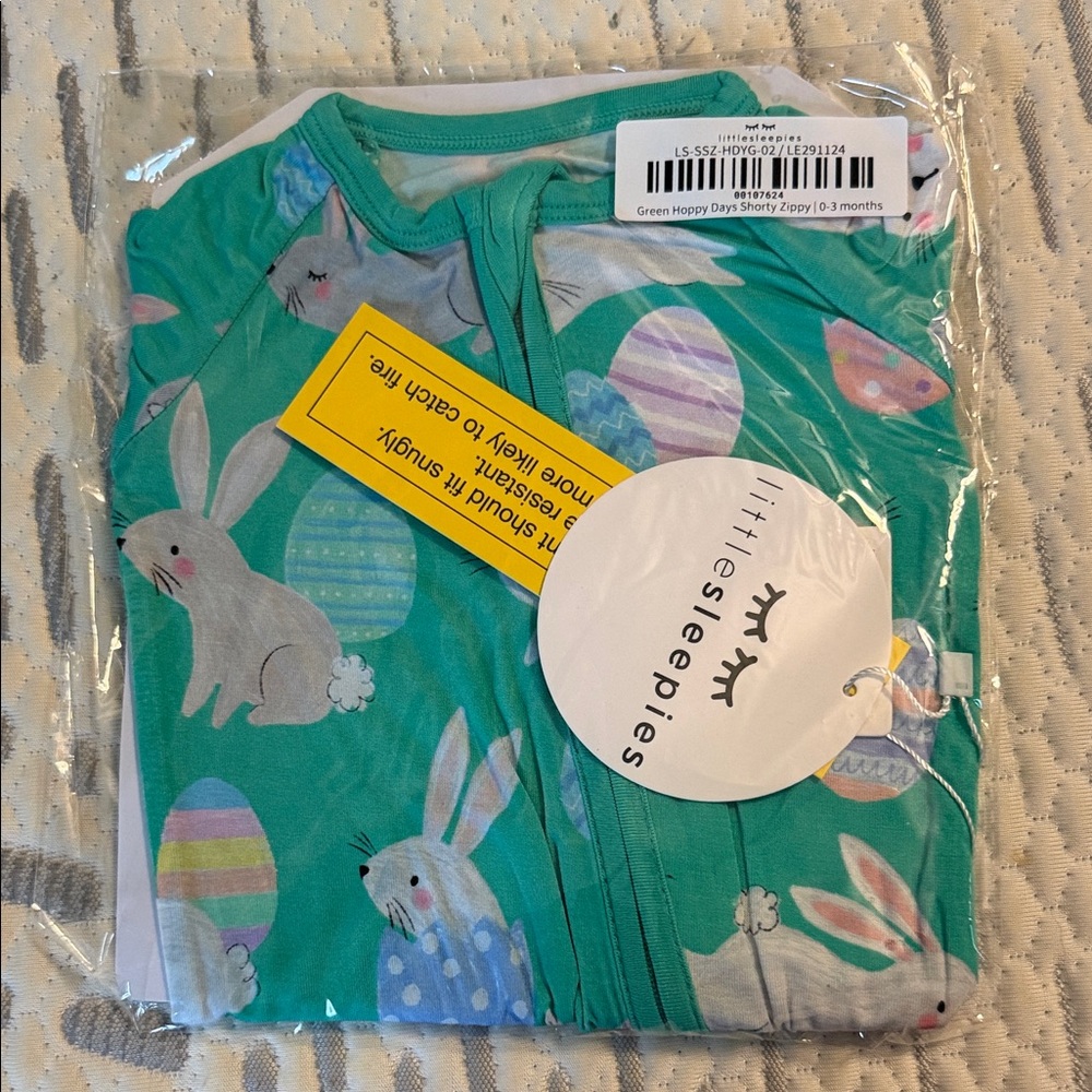 Little Sleepies Teal Bunny & Easter Egg Zippy Pajamas